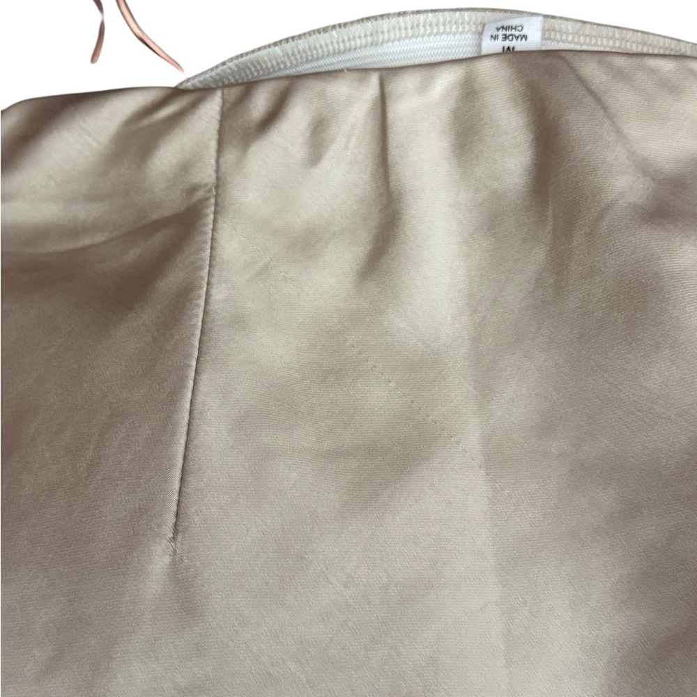 Ee:some Los Angeles Satin Midi Skirt Neutral Beige Side Slit Bias Cut Size M - Picture 8 of 11